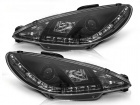 2 Phares avant Peugeot 206 Devil Eyes LED R87 - Noir