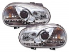 2 Phares avant VW GOLF 4 Devil Eyes LED - Chrome