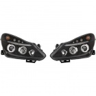 2 Phares avant Opel Corsa D 06-10 angel eyes - Noir