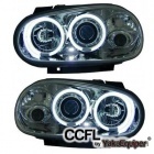 2 Phares avant VW GOLF 4 Angel Eyes CCFL 98-02 - Chrome