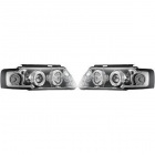 2 Phares avant VW Passat B5 (3B) Angel Eyes LED- 96-00 - Chrome