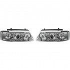 2 Phares avant VW Passat B5 (3B) Angel Eyes LED- 96-00 - Chrome