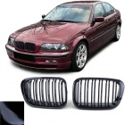 Grilles calandre BMW Serie 3 E46 98-01 phase 1 look M - Noir Brillant