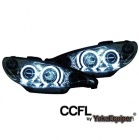 2 Phares avant Peugeot 206 Angel Eyes CCFL 02+ - Chrome