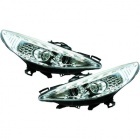 2 Phares avant Peugeot 207 Devil Eyes LED - Chrome