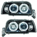 2 Phares avant Renault Clio 1 91-98 Angel Eyes - Noir