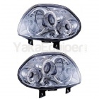 2 Phares avant Renault Clio 2 98-01 Angel Eyes - Chrome