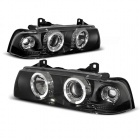 2 Phares avant BMW Serie 3 E36 Angel Eyes LED 90-98 4P - Noir