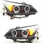 2 Phares avant BMW Serie 5 E60/E61 Xenon Angel Eyes LED 03-04 - Noir