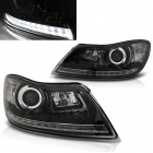 2 Phares avant Skoda Octavia 2 devil eyes DRL LED - 09-12 - Noir