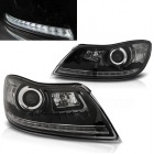 2 Phares avant Skoda Octavia 2 devil eyes LED - 09-12 - Noir