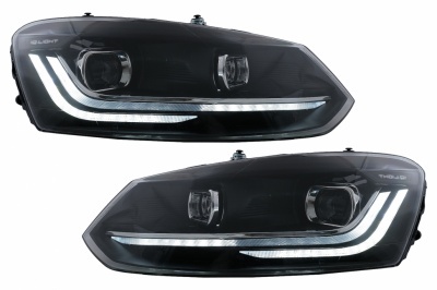 VW Polo 6R 6C 10-17 headlights - Matrix LED look - Black 