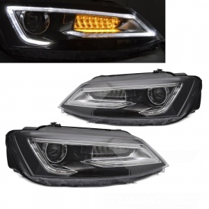 2 Phares VW Jetta 11-18 - look Devil LED dynamiques - Noir