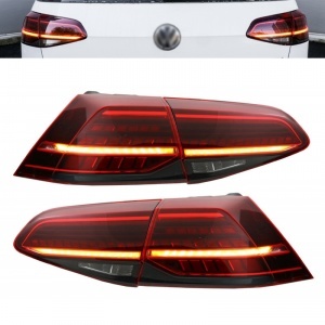 2 Feux arriere dynamiques VW Golf 7 & 7.5 (phase 2) - LED look R facelift - Rouge Fume