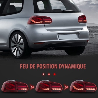 2 VW Golf 6 dynamische Rückleuchten Oled-Look - LED - Rauchrot 