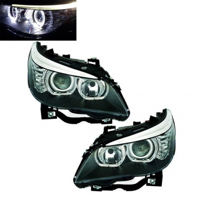 LED Angel Eyes Scheinwerfer Set H7/H7 schwarz für BMW E60/E61 03